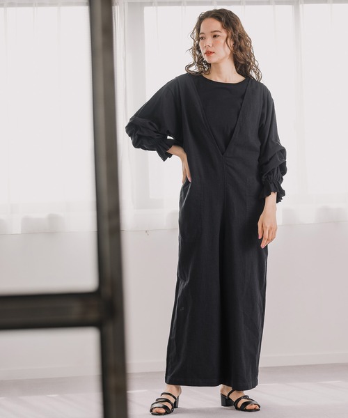 niko and...（ニコアンド）の「V開きサロペット（サロペット/オーバーオール・レディース・ブラック/ブラウン/カーキ・MEDIUM/LARGE）」の20枚目の写真