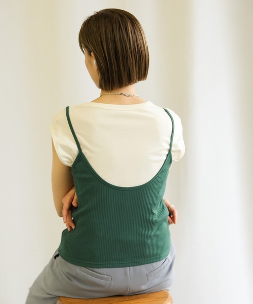 select MOCA（セレクトモカ）の「2021 SS バックラウンドリブキャミソール（キャミソール・レディース・ホワイト/ブラック/ベージュ/サックスブルー/モスグリーン・FREE）」の15枚目の写真