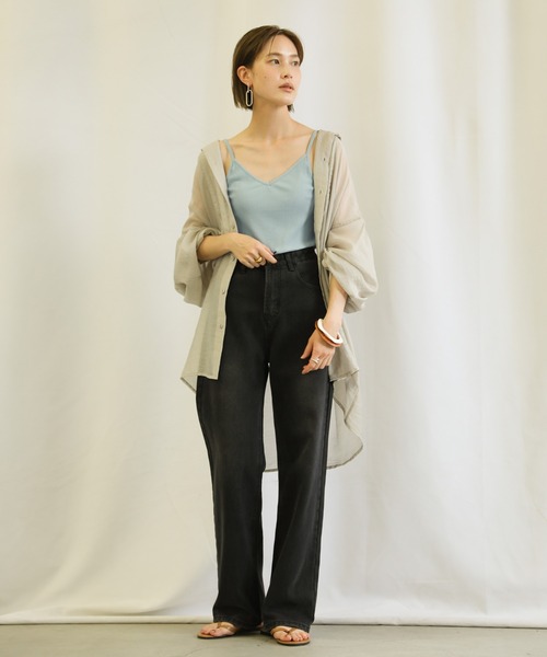 select MOCA（セレクトモカ）の「2021 SS バックラウンドリブキャミソール（キャミソール・レディース・ホワイト/ブラック/ベージュ/サックスブルー/モスグリーン・FREE）」の7枚目の写真