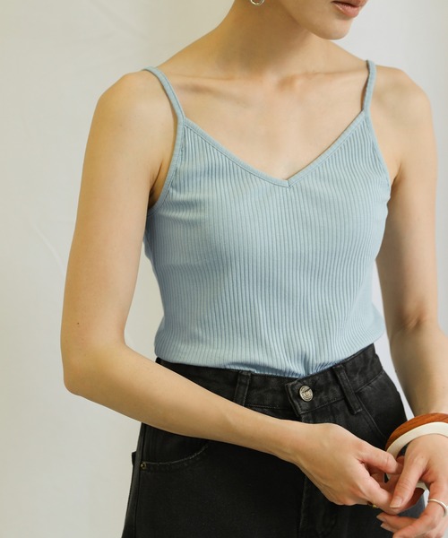 select MOCA（セレクトモカ）の「2021 SS バックラウンドリブキャミソール（キャミソール・レディース・ホワイト/ブラック/ベージュ/サックスブルー/モスグリーン・FREE）」の20枚目の写真