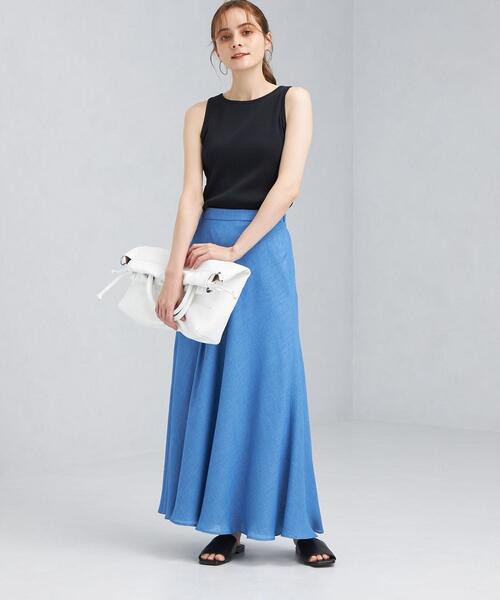 green label relaxing（グリーンレーベルリラクシング）の「FFC リネンライク メッシュ スカート（スカート・レディース・ベージュ/ナチュラル/コバルトブルー・38/36）」の16枚目の写真