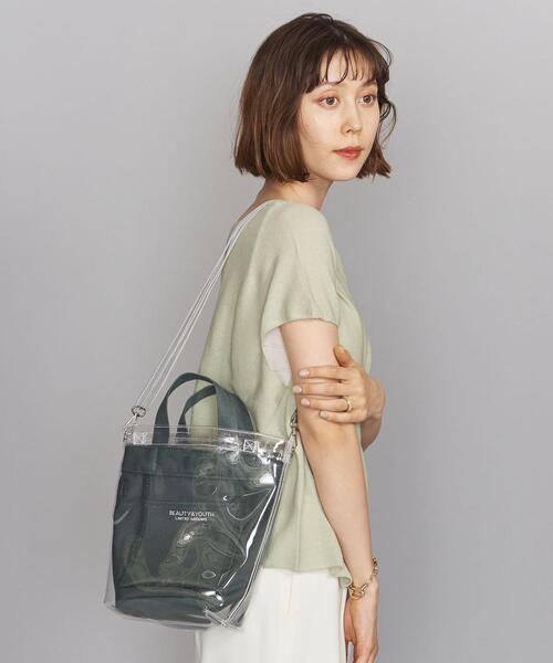 BEAUTY&YOUTH UNITED ARROWS(ビューティーアンドユースユナイテッドアローズ)の「BY キャンバス PVCカバーロゴトートバッグ-3WAY- ◆(ショルダーバッグ・レディース・ナチュラル/ダークグリーン・FREE)」の2枚目の写真