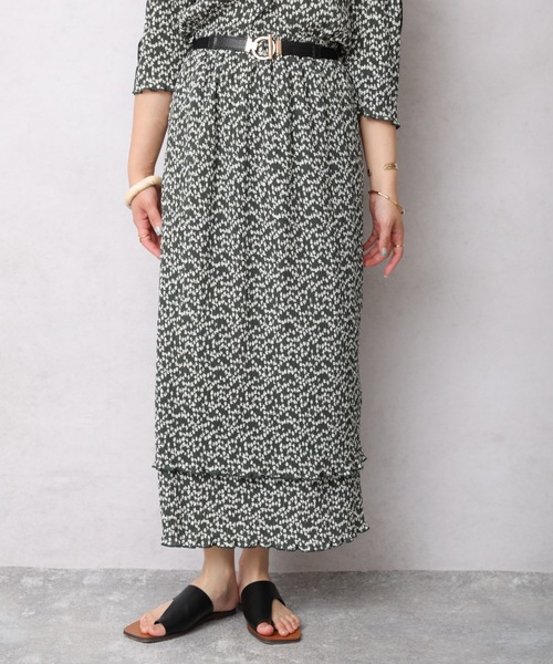 ap retro（アプレトロ）の「クリンクル加工ティアードナロースカート（スカート・レディース・ブラック/グリーン/アイボリー・FREE）」の12枚目の写真