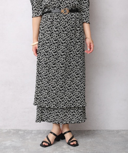 ap retro（アプレトロ）の「クリンクル加工ティアードナロースカート（スカート・レディース・ブラック/グリーン/アイボリー・FREE）」の5枚目の写真