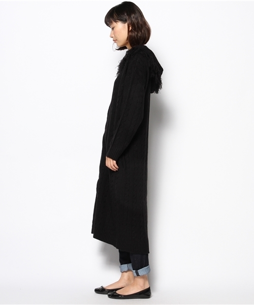 mystic（ミスティック）の「フリンジパーカーロングZIPカーデ（カーディガン/ボレロ・レディース・オフホワイト/チャコールグレー/ブラック/レンガ・ﾌﾘ-）」の14枚目の写真