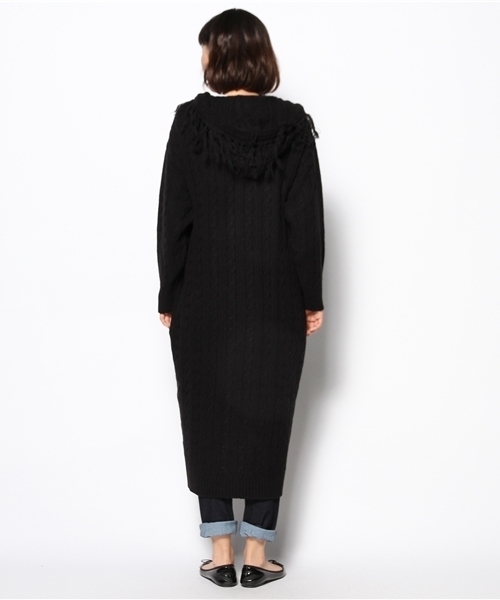 mystic（ミスティック）の「フリンジパーカーロングZIPカーデ（カーディガン/ボレロ・レディース・オフホワイト/チャコールグレー/ブラック/レンガ・ﾌﾘ-）」の7枚目の写真