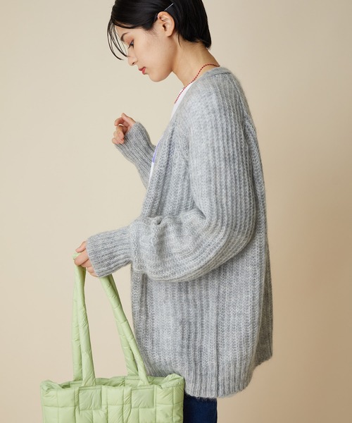 MADEMOISELLE ROPE'（マドモアゼル ロペ）の「KIDモヘアVネックニットカーディガン（カーディガン/ボレロ・レディース・グレー/パープル・38）」の15枚目の写真