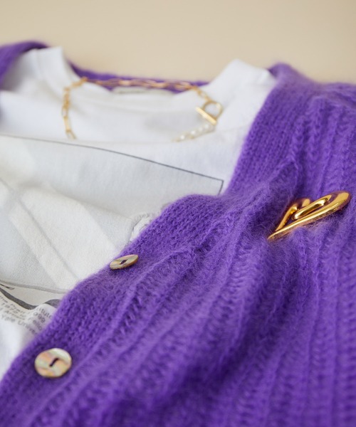 MADEMOISELLE ROPE'（マドモアゼル ロペ）の「KIDモヘアVネックニットカーディガン（カーディガン/ボレロ・レディース・グレー/パープル・38）」の7枚目の写真