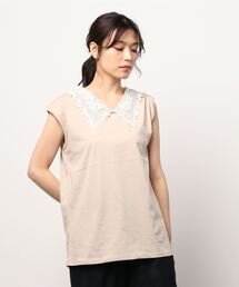 レース衿ノースリーブTシャツ*