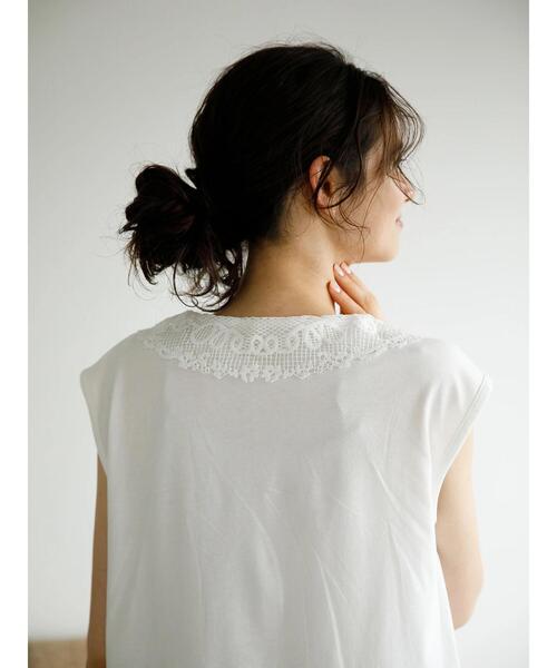 koe(コエ)の「レース衿ノースリーブTシャツ*(Tシャツ/カットソー・レディース・ライトグレー/ベージュ/オフホワイト/チャコールグレー・FREE)」の14枚目の写真