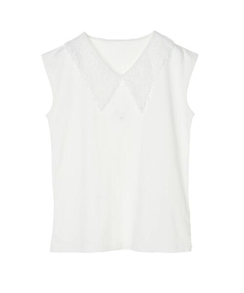 koe(コエ)の「レース衿ノースリーブTシャツ*(Tシャツ/カットソー・レディース・ライトグレー/ベージュ/オフホワイト/チャコールグレー・FREE)」の20枚目の写真