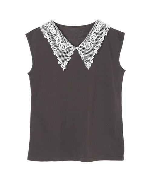 koe(コエ)の「レース衿ノースリーブTシャツ*(Tシャツ/カットソー・レディース・ライトグレー/ベージュ/オフホワイト/チャコールグレー・FREE)」の22枚目の写真