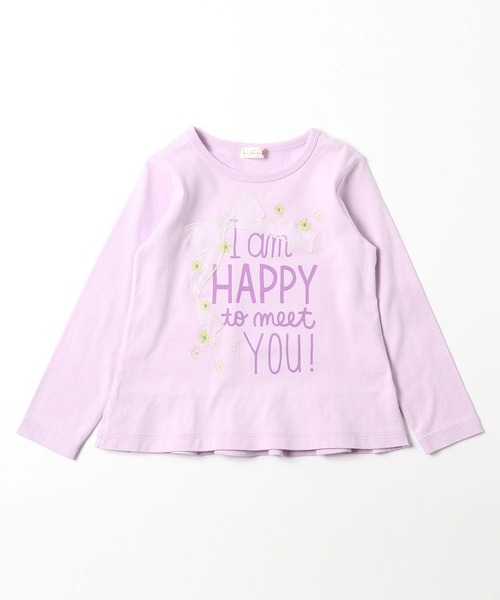KP（ケーピー）の「【TioTio抗ウィルス加工】リボンアップリケとロゴプリントの天竺長袖Tシャツ(100-130cm)（Tシャツ/カットソー・キッズ・オフホワイト/ラベンダー・110cm/120cm/130cm/100cm）」の9枚目の写真