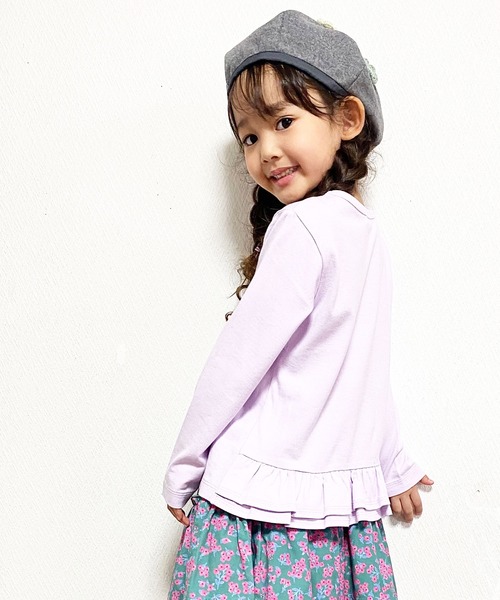 KP（ケーピー）の「【TioTio抗ウィルス加工】リボンアップリケとロゴプリントの天竺長袖Tシャツ(100-130cm)（Tシャツ/カットソー・キッズ・オフホワイト/ラベンダー・110cm/120cm/130cm/100cm）」の10枚目の写真