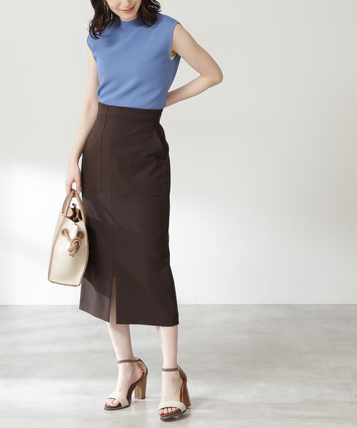 N.（N. Natural Beauty Basic）（エヌエヌナチュラルビューティーベーシック）の「【追加生産】【S Size Line】◆フロントポケットタイトスカート（スカート・レディース・グレー/ダークブラウン/ピンク/グリーン・SMALL/MEDIUM）」の2枚目の写真