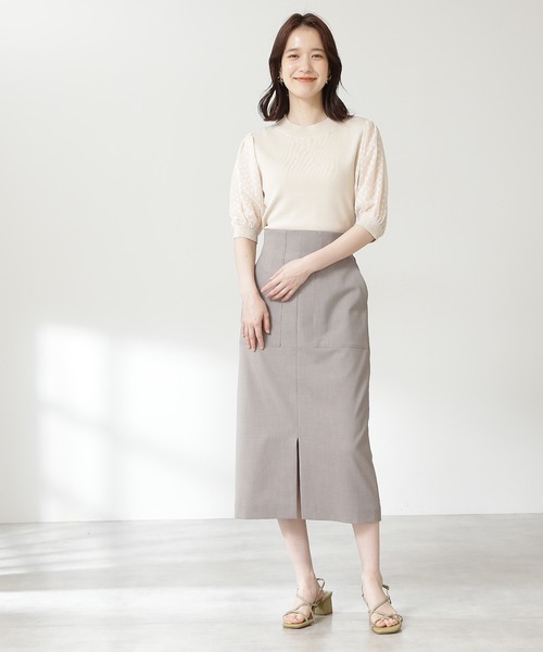 N.（N. Natural Beauty Basic）（エヌエヌナチュラルビューティーベーシック）の「【追加生産】【S Size Line】◆フロントポケットタイトスカート（スカート・レディース・グレー/ダークブラウン/ピンク/グリーン・SMALL/MEDIUM）」の7枚目の写真