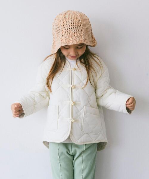 green label relaxing(グリーンレーベルリラクシング)の「TJ キルト カンフーボタン ブルゾン XS110-S120cm -ウォッシャブル-(ブルゾン・キッズ・オフホワイト/ライム・100cm/120cm)」の1枚目の写真