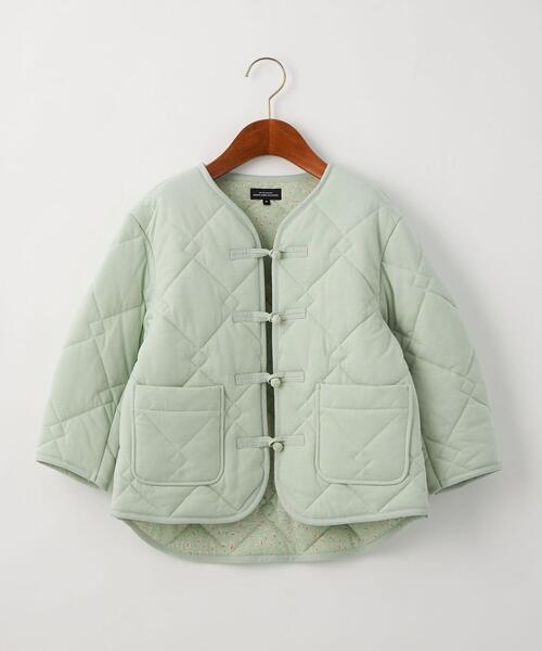 green label relaxing(グリーンレーベルリラクシング)の「TJ キルト カンフーボタン ブルゾン XS110-S120cm -ウォッシャブル-(ブルゾン・キッズ・オフホワイト/ライム・100cm/120cm)」の2枚目の写真