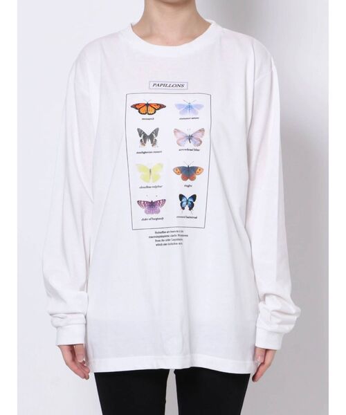 merry jenny（メリージェニー）の「PAPILLONS long Tee（Tシャツ/カットソー・レディース・オフホワイト/ベージュ/カーキ・FREE）」の10枚目の写真