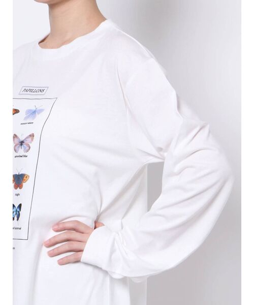 merry jenny（メリージェニー）の「PAPILLONS long Tee（Tシャツ/カットソー・レディース・オフホワイト/ベージュ/カーキ・FREE）」の6枚目の写真