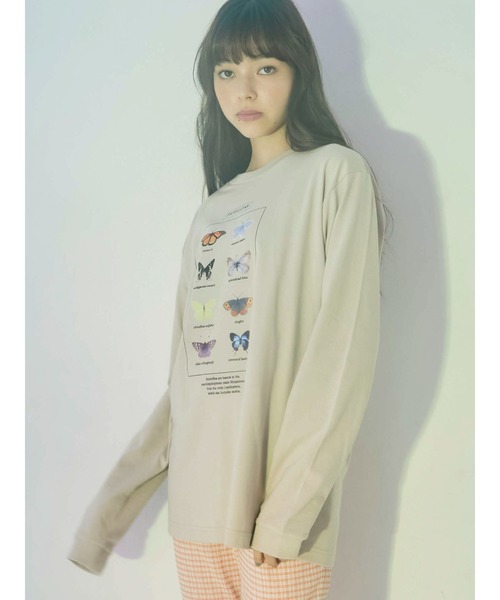 merry jenny（メリージェニー）の「PAPILLONS long Tee（Tシャツ/カットソー・レディース・オフホワイト/ベージュ/カーキ・FREE）」の21枚目の写真