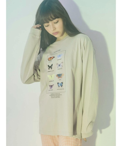 merry jenny（メリージェニー）の「PAPILLONS long Tee（Tシャツ/カットソー・レディース・オフホワイト/ベージュ/カーキ・FREE）」の20枚目の写真