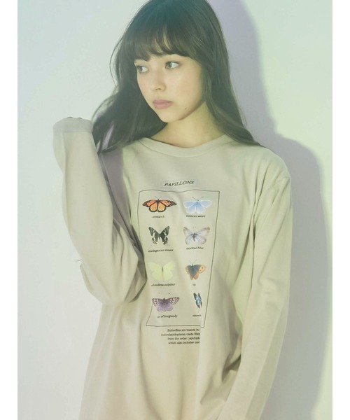 merry jenny（メリージェニー）の「PAPILLONS long Tee（Tシャツ/カットソー・レディース・オフホワイト/ベージュ/カーキ・FREE）」の18枚目の写真
