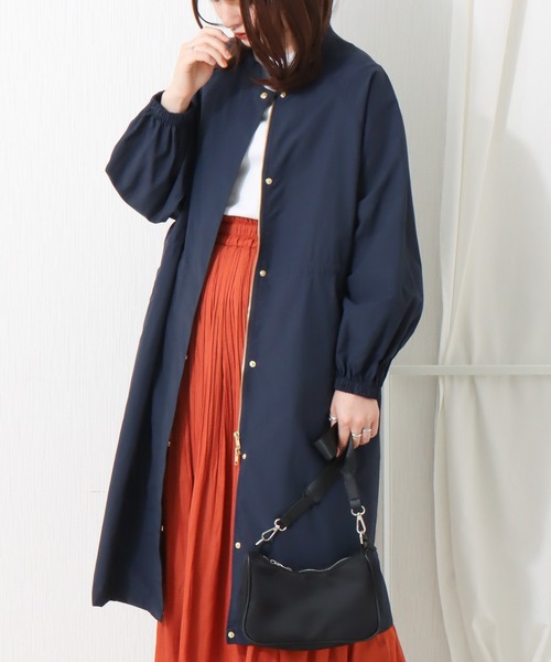 libelle more（リベル モア）の「撥水加工 スタンドカラーロングコート（マウンテンパーカー・レディース・ネイビー/カーキ/モカ/ブラック/グレイッシュベージュ・M/L）」の2枚目の写真