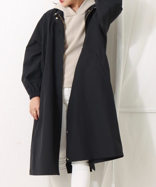 libelle more（リベル モア）の「撥水加工 スタンドカラーロングコート（マウンテンパーカー・レディース・ネイビー/カーキ/モカ/ブラック/グレイッシュベージュ・M/L）」の3枚目の写真