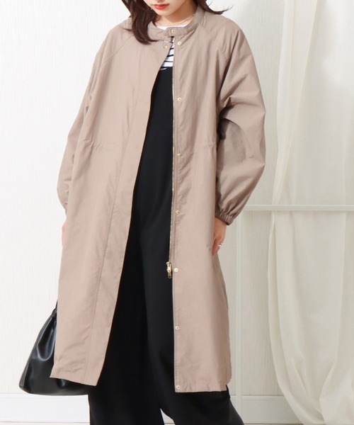 libelle more（リベル モア）の「撥水加工 スタンドカラーロングコート（マウンテンパーカー・レディース・ネイビー/カーキ/モカ/ブラック/グレイッシュベージュ・M/L）」の4枚目の写真