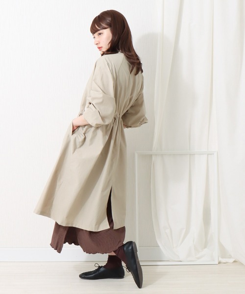 libelle more（リベル モア）の「撥水加工 スタンドカラーロングコート（マウンテンパーカー・レディース・ネイビー/カーキ/モカ/ブラック/グレイッシュベージュ・M/L）」の18枚目の写真