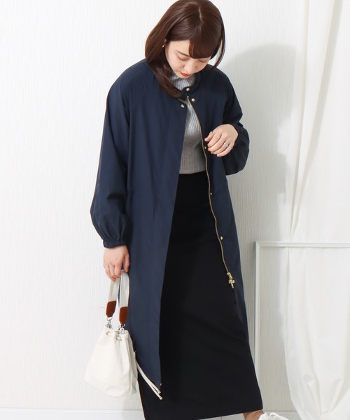 libelle more（リベル モア）の「撥水加工 スタンドカラーロングコート（マウンテンパーカー・レディース・ネイビー/カーキ/モカ/ブラック/グレイッシュベージュ・M/L）」の10枚目の写真