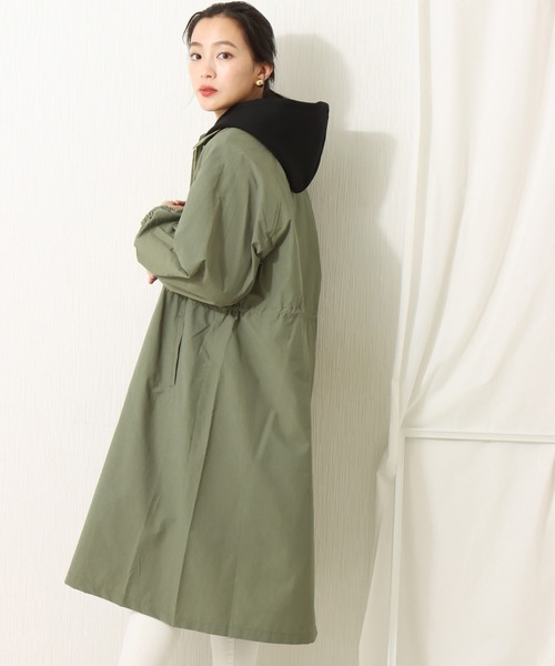 libelle more（リベル モア）の「撥水加工 スタンドカラーロングコート（マウンテンパーカー・レディース・ネイビー/カーキ/モカ/ブラック/グレイッシュベージュ・M/L）」の7枚目の写真