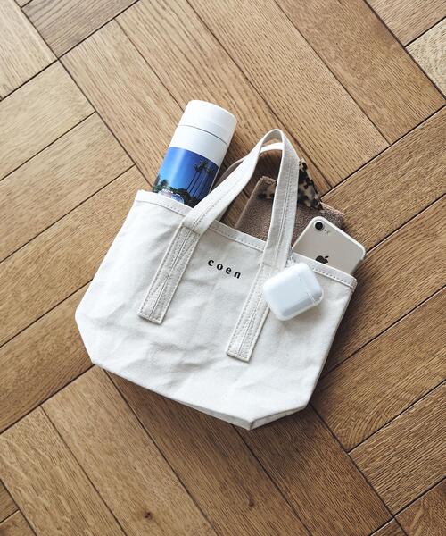 coen(コーエン)の「【Sサイズ】coenコーエンロゴトートバッグS(トートバッグ・レディース・ブラック/グレー/オフホワイト・FREE)」の4枚目の写真