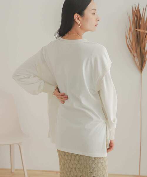 SENSE OF PLACE by URBAN RESEARCH（センスオブプレイスバイアーバンリサーチ）の「スリットスリーブルーズTシャツ（Tシャツ/カットソー・レディース・アイボリー/ブラウン/オレンジ・ONE）」の7枚目の写真