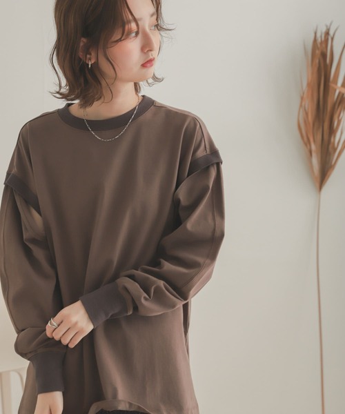 SENSE OF PLACE by URBAN RESEARCH（センスオブプレイスバイアーバンリサーチ）の「スリットスリーブルーズTシャツ（Tシャツ/カットソー・レディース・アイボリー/ブラウン/オレンジ・ONE）」の11枚目の写真