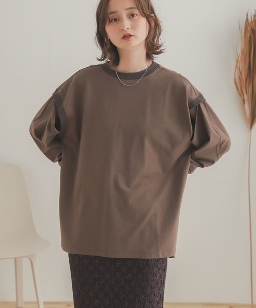 SENSE OF PLACE by URBAN RESEARCH（センスオブプレイスバイアーバンリサーチ）の「スリットスリーブルーズTシャツ（Tシャツ/カットソー・レディース・アイボリー/ブラウン/オレンジ・ONE）」の12枚目の写真