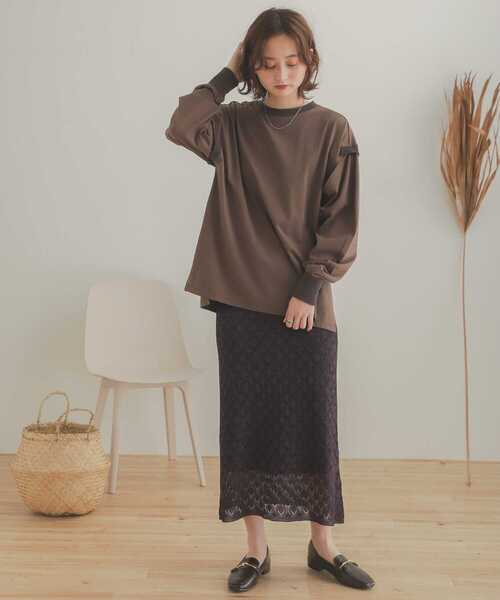 SENSE OF PLACE by URBAN RESEARCH（センスオブプレイスバイアーバンリサーチ）の「スリットスリーブルーズTシャツ（Tシャツ/カットソー・レディース・アイボリー/ブラウン/オレンジ・ONE）」の15枚目の写真