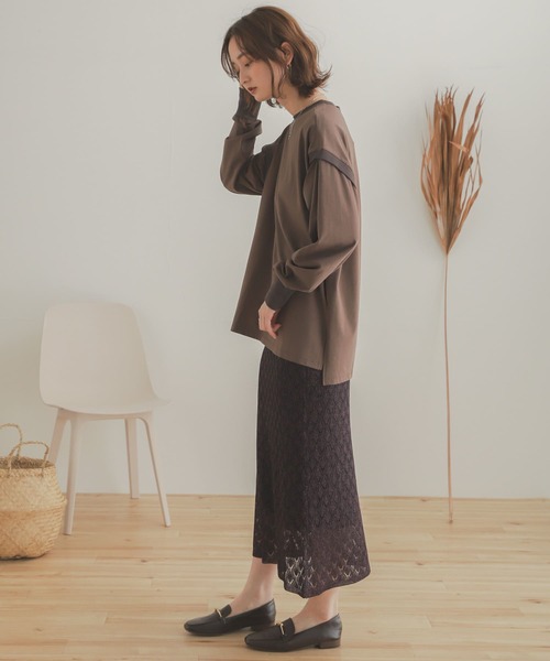 SENSE OF PLACE by URBAN RESEARCH（センスオブプレイスバイアーバンリサーチ）の「スリットスリーブルーズTシャツ（Tシャツ/カットソー・レディース・アイボリー/ブラウン/オレンジ・ONE）」の16枚目の写真