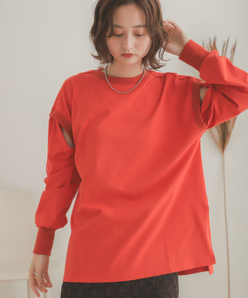 SENSE OF PLACE by URBAN RESEARCH（センスオブプレイスバイアーバンリサーチ）の「スリットスリーブルーズTシャツ（Tシャツ/カットソー・レディース・アイボリー/ブラウン/オレンジ・ONE）」の18枚目の写真