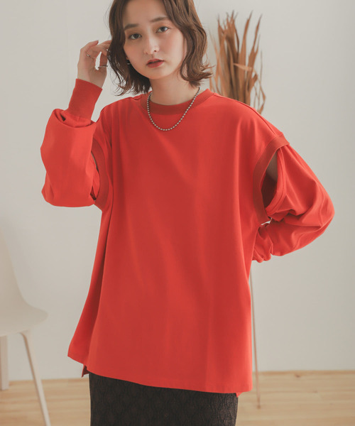 SENSE OF PLACE by URBAN RESEARCH（センスオブプレイスバイアーバンリサーチ）の「スリットスリーブルーズTシャツ（Tシャツ/カットソー・レディース・アイボリー/ブラウン/オレンジ・ONE）」の19枚目の写真