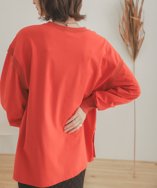 SENSE OF PLACE by URBAN RESEARCH（センスオブプレイスバイアーバンリサーチ）の「スリットスリーブルーズTシャツ（Tシャツ/カットソー・レディース・アイボリー/ブラウン/オレンジ・ONE）」の21枚目の写真