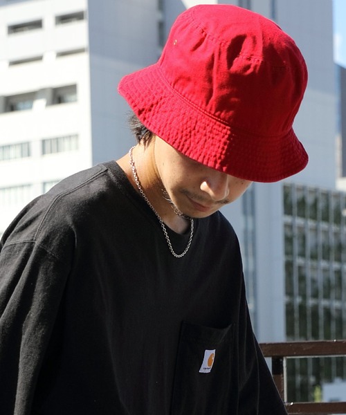 バケットハット 赤 NEWHATTAN ] 1500 Plain Bucket Hat - バケットハット