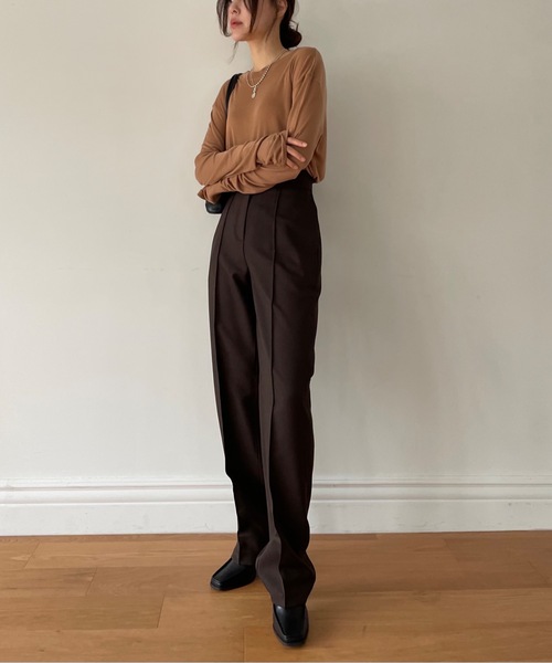Didot.showroom(ディドット ショールーム)の「【D.PRODUCT】center stitch slim trousers(スラックス・レディース・ブラック/ブラウン/マスタード・S/M)」の8枚目の写真