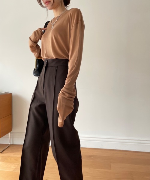 Didot.showroom(ディドット ショールーム)の「【D.PRODUCT】center stitch slim trousers(スラックス・レディース・ブラック/ブラウン/マスタード・S/M)」の13枚目の写真