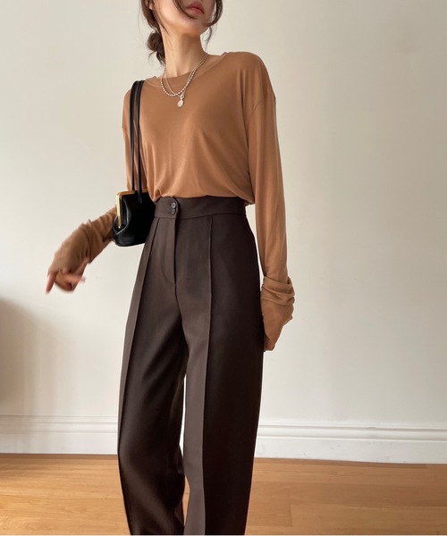 Didot.showroom(ディドット ショールーム)の「【D.PRODUCT】center stitch slim trousers(スラックス・レディース・ブラック/ブラウン/マスタード・S/M)」の17枚目の写真