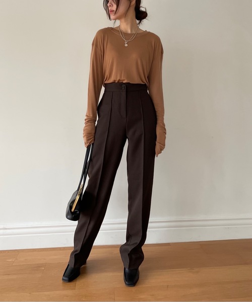 Didot.showroom(ディドット ショールーム)の「【D.PRODUCT】center stitch slim trousers(スラックス・レディース・ブラック/ブラウン/マスタード・S/M)」の21枚目の写真