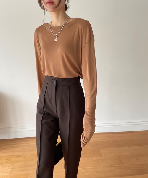 Didot.showroom(ディドット ショールーム)の「【D.PRODUCT】center stitch slim trousers(スラックス・レディース・ブラック/ブラウン/マスタード・S/M)」の9枚目の写真