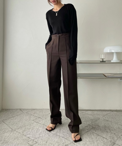 Didot.showroom(ディドット ショールーム)の「【D.PRODUCT】center stitch slim trousers(スラックス・レディース・ブラック/ブラウン/マスタード・S/M)」の22枚目の写真
