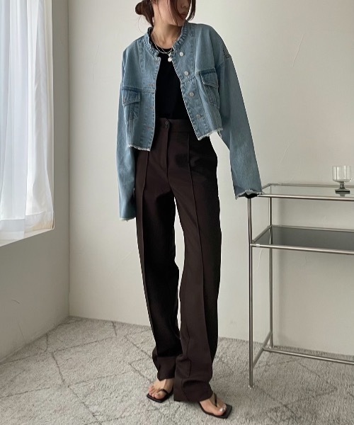 Didot.showroom(ディドット ショールーム)の「【D.PRODUCT】center stitch slim trousers(スラックス・レディース・ブラック/ブラウン/マスタード・S/M)」の10枚目の写真